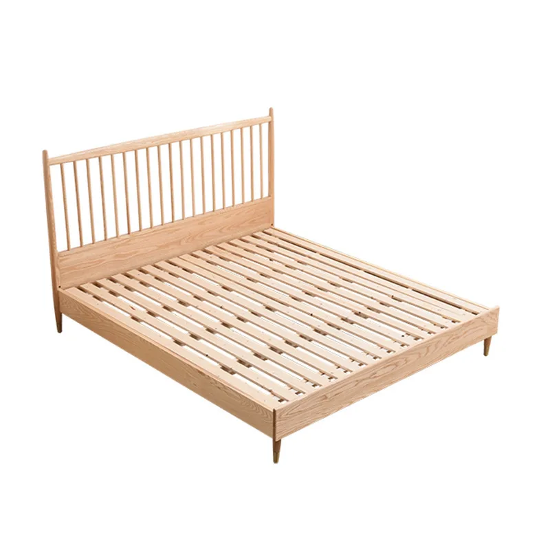 Nordic style celebrity princess bed Japanese-style small apartment bedroom log single double copper feet Windsor bed