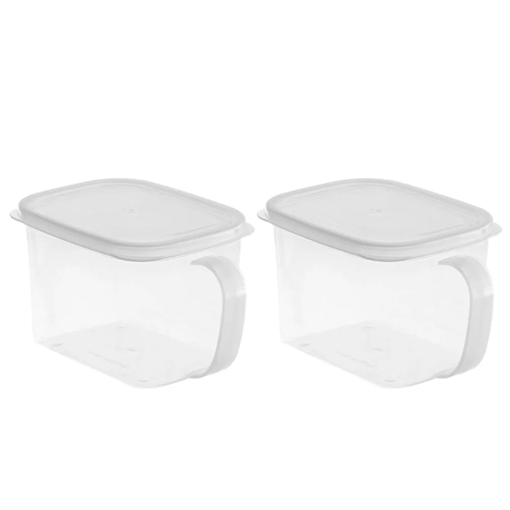 

2pcs Food Containers Airtight Crisper Storage Bins Lids Transparent Fresh Keeper Kitchen Dry Cereal Snack Organizer Box Fridge