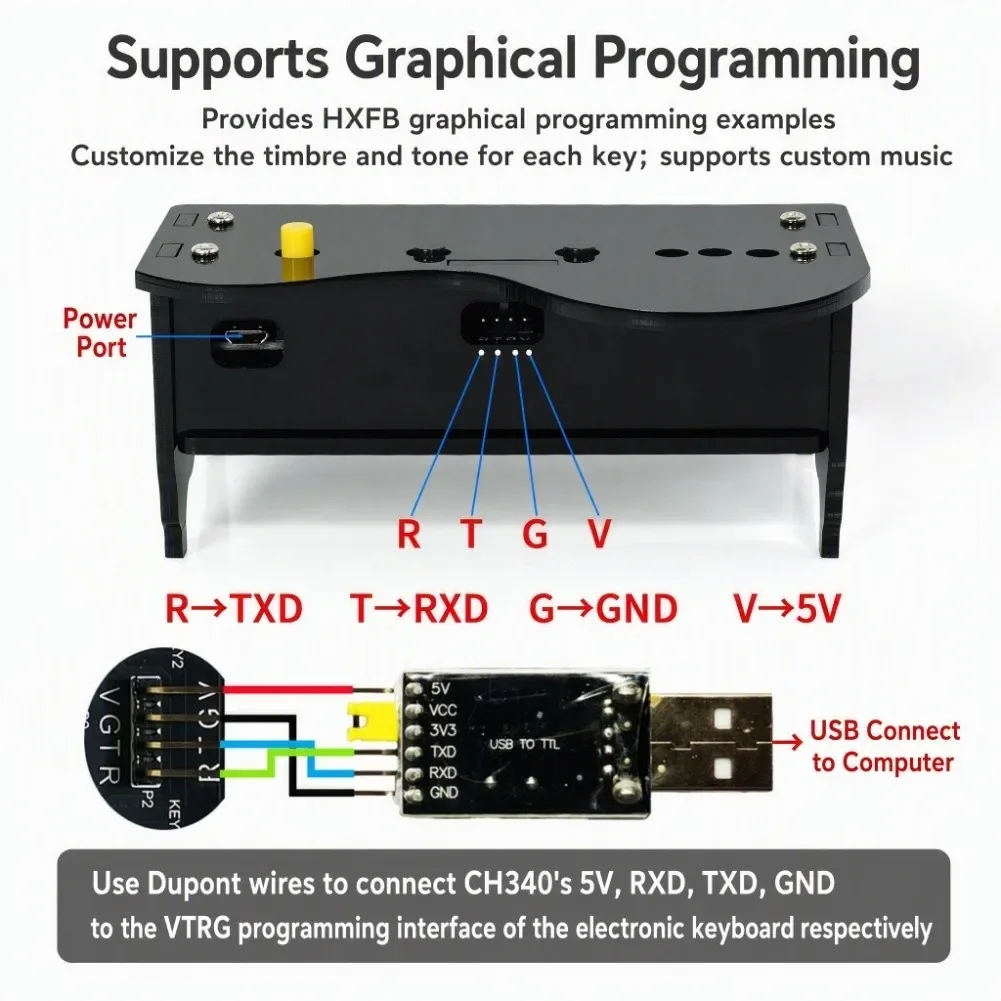 Electronic Keyboard DIY Kit Simulating Electronic Piano Playing Graphical Programming Electronic Keyboard Hands-on Assembly Kit