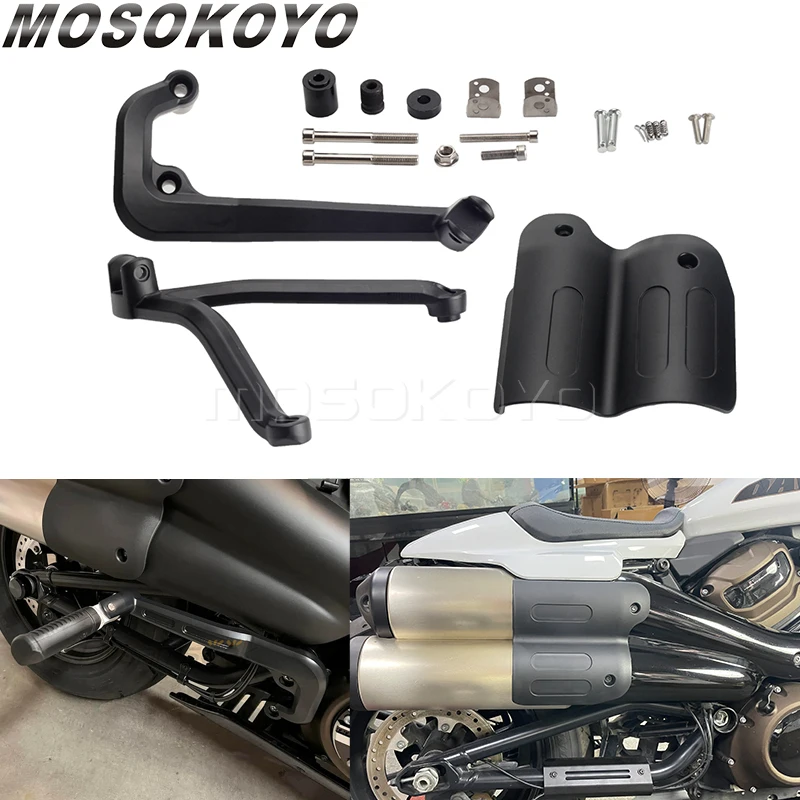 Motorcycle Passenger Anti-hot Heat Shield Cover & Foot Pegs Pedal Mount Bracket For Harley Sportster S 1250 RH1250S 2021 2022 23