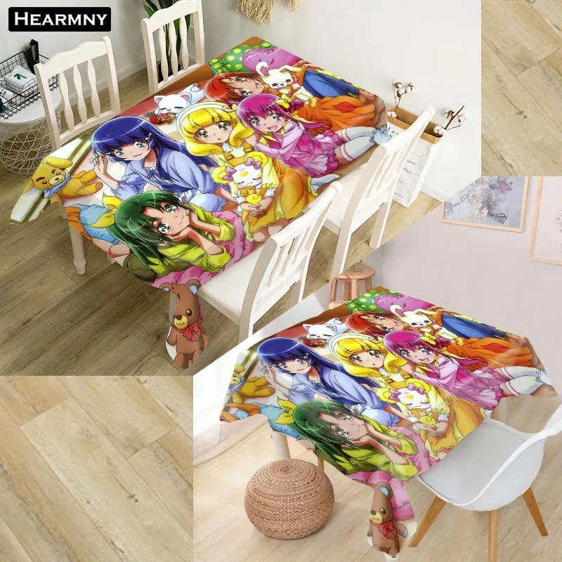 New Arrival Custom Smile Precure! Anime Tablecloth Kitchen Dining Table Decorations Home Rectangular Kids Party Table Covers