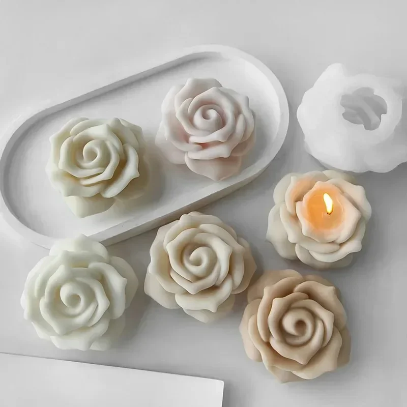 Valentine's Day Rose Silicone Candle Mold Flower Roses Plaster Ornaments Mold Handmade Aroma Candle Making Supplies