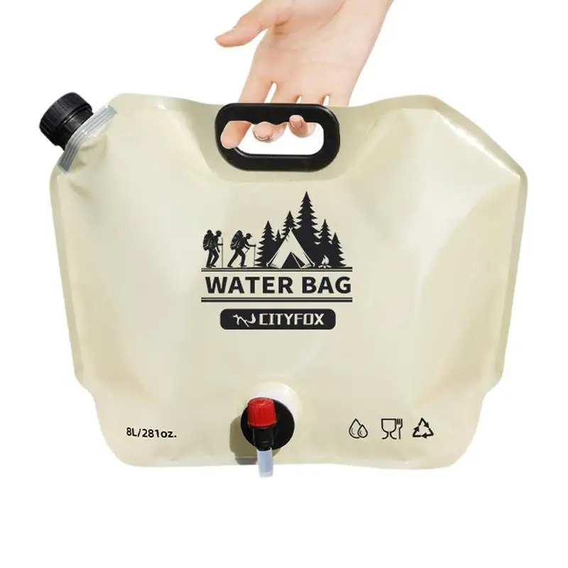 Imagem -04 - Bolsa de Água Portátil com Torneira para Acampar Recipiente de Água Dobrável Bolsa Dobrável com Alça Suprimentos para Camping 8l