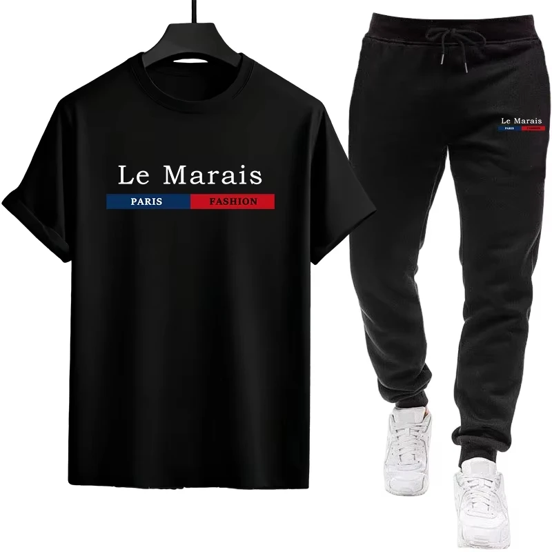 

2026 new Paris Newest Mens Tracksuit Tshirt Sweatpants Urban Activewear Male Spring Summer Home Outdoor Casual Comfort Tees Set