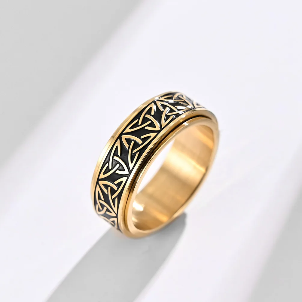 Celtic Knot Rotating Spinner Ring Stainless Steel Anxiety Fidget Ring for Men And Women Couple Spinning Rings Gift