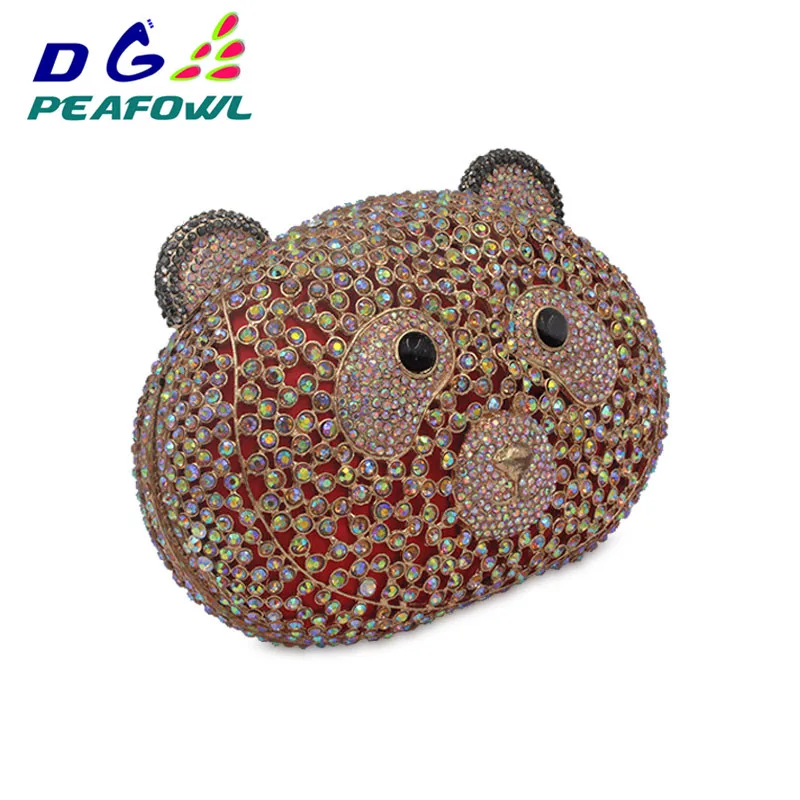 

Women Bag Iphone X Wallet Case Sling Bags For Lady Party Clutch Evening Bag Luxury Animal Bear Shaped Colorful Crystal Diamond