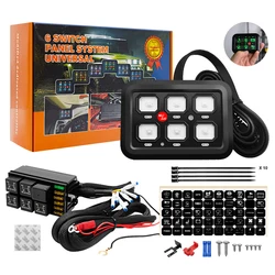 Universal Car LED Light 6 Gang Switch Panel ON OFF Fused Control Power System Electronic Relay System for Jeep Wrangler UTV Boat