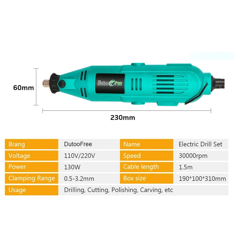 130W Power Electric Mini Drill Engraver Rotary Tool Polishing Grinder 6 Speed Dremel Engraving Pen with Accessories 388PCS/Box