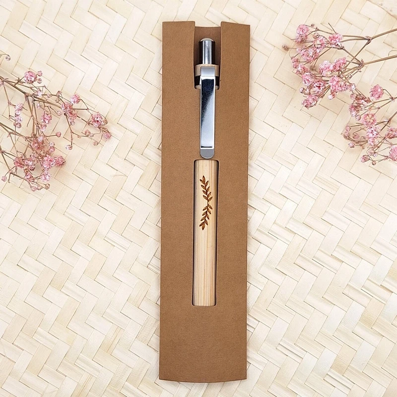 5 szt. Personalizowany długopis bambusowy z grawerowanym imieniem, idealny jako prezent dla gościa, personalizowany prezent ślubny, stylowy, ekologiczny, praktyczny.