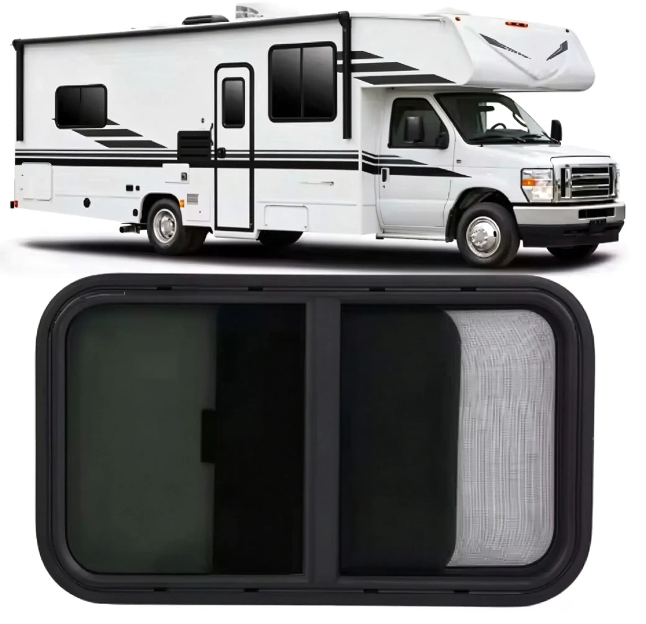 Applicable to RV Window Replacement Round Corners Slide with Insect Screen for Trailer Camper Construction Vehicles RV Window Tr