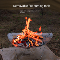 B17CB Folding Campfire Grill Barbecue Rack Camping Fire Pit Outdoor Wood Stove Burner Portable Camping Grill for Home BBQ