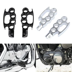 Motorcycle Chrome Foot Pegs Black Footrest CNC Pedals FootPegs For Harley Sportster Softail Dyna Road King Cafe Racer Chopper