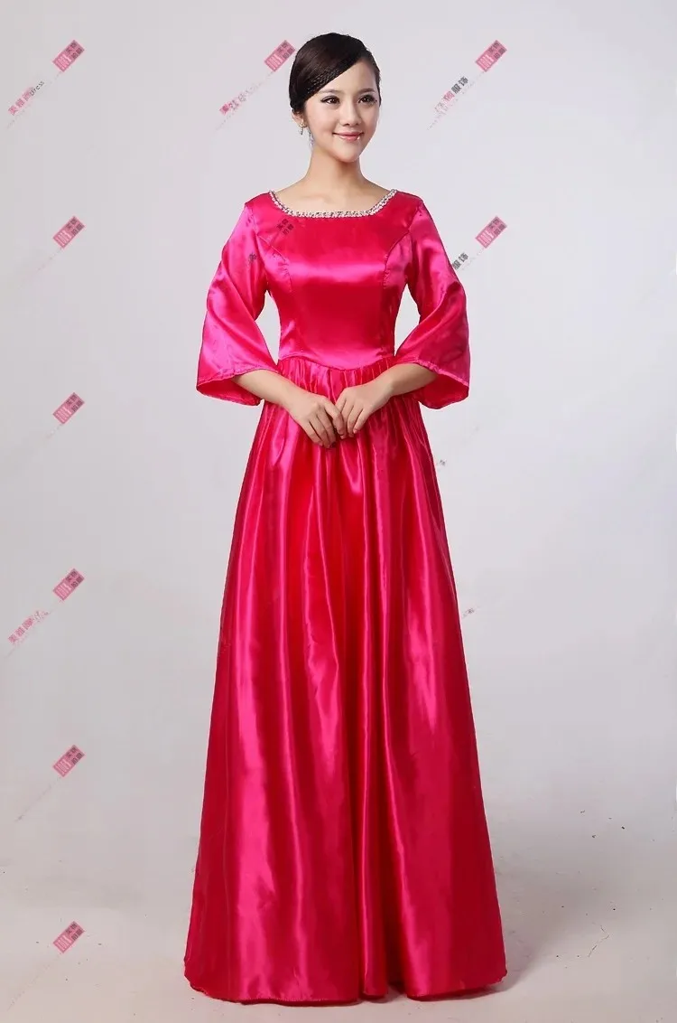 New Adult Women's Chorus Performance Outfit Sparkling Long Skirt Ceremony Dress Group Poem Recitation Stage Costume