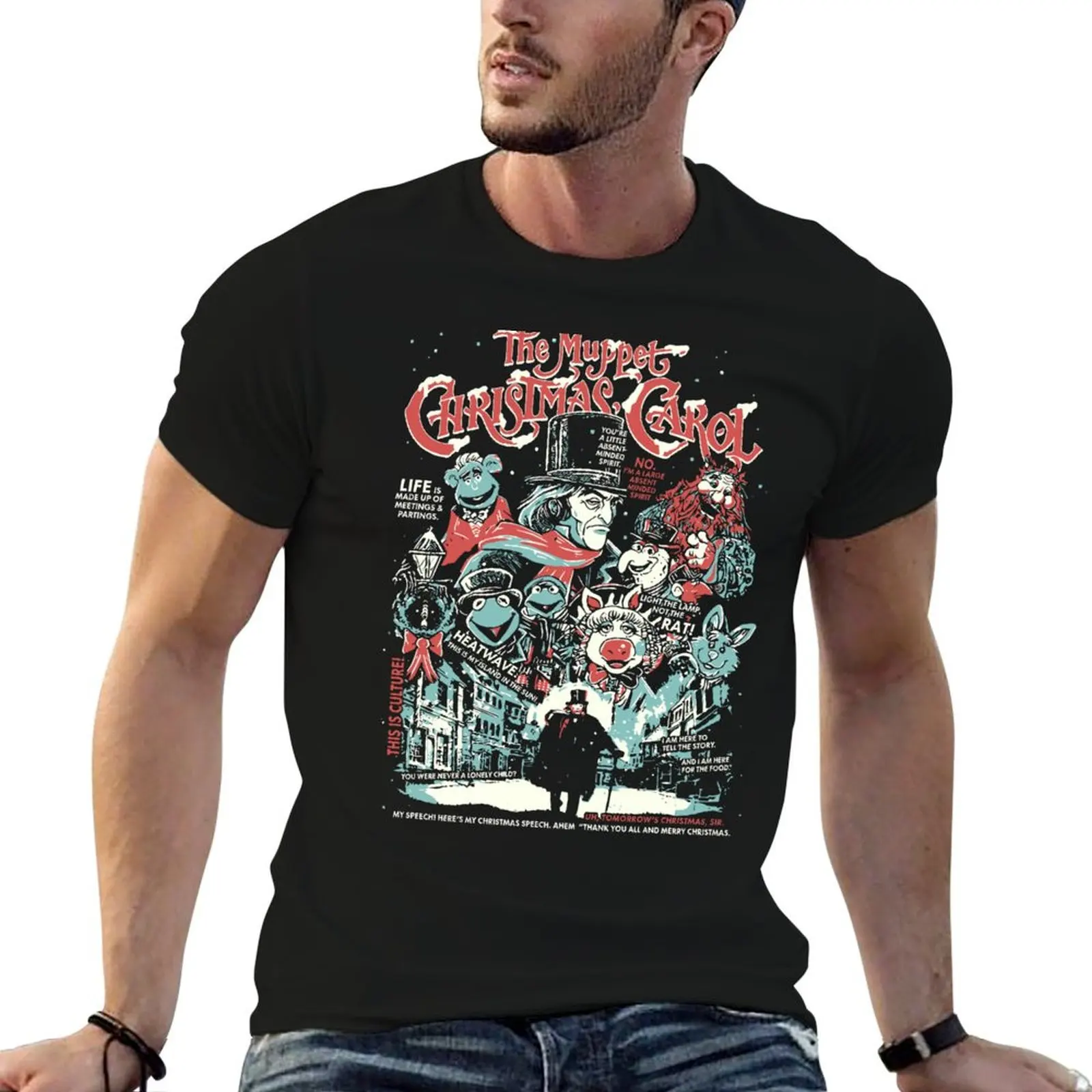 The Muppet Christmas Carol Retro Vintage T-Shirt Festive Simple T-Shirt