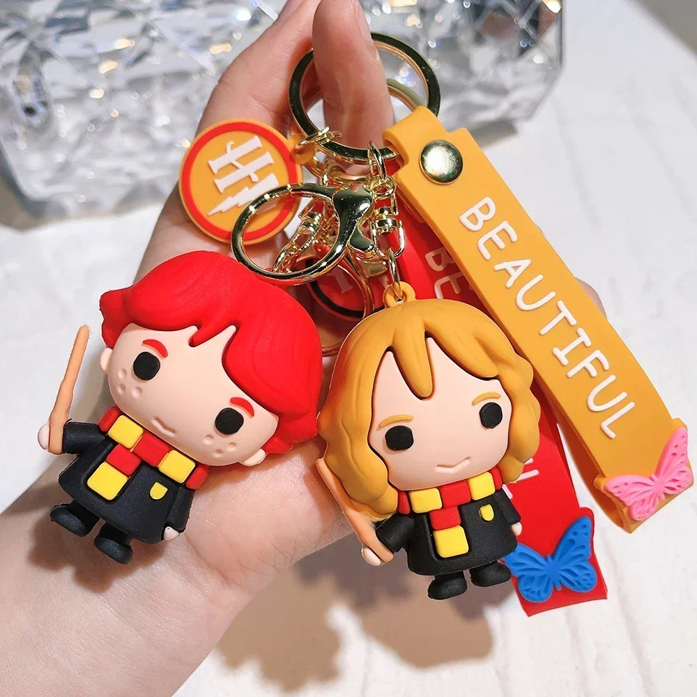 Hot Harri Magician PVC Key Chain Pendant Doll Potter Ron Weasley Pendant Couple Car Key Chain Model for Kid Christmas Gift