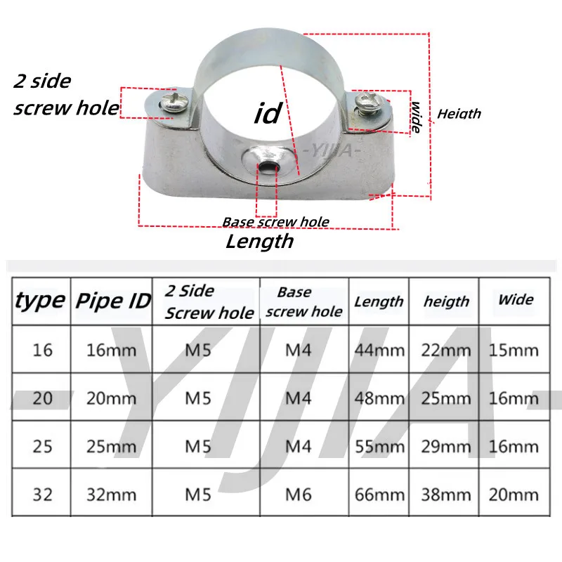 Morsetto per tubo per scheda sella da 5 pezzi con vite in lega di alluminio codice fuori parete 16mm-32mm staffa per tubo tondo clip fissa fissaggio