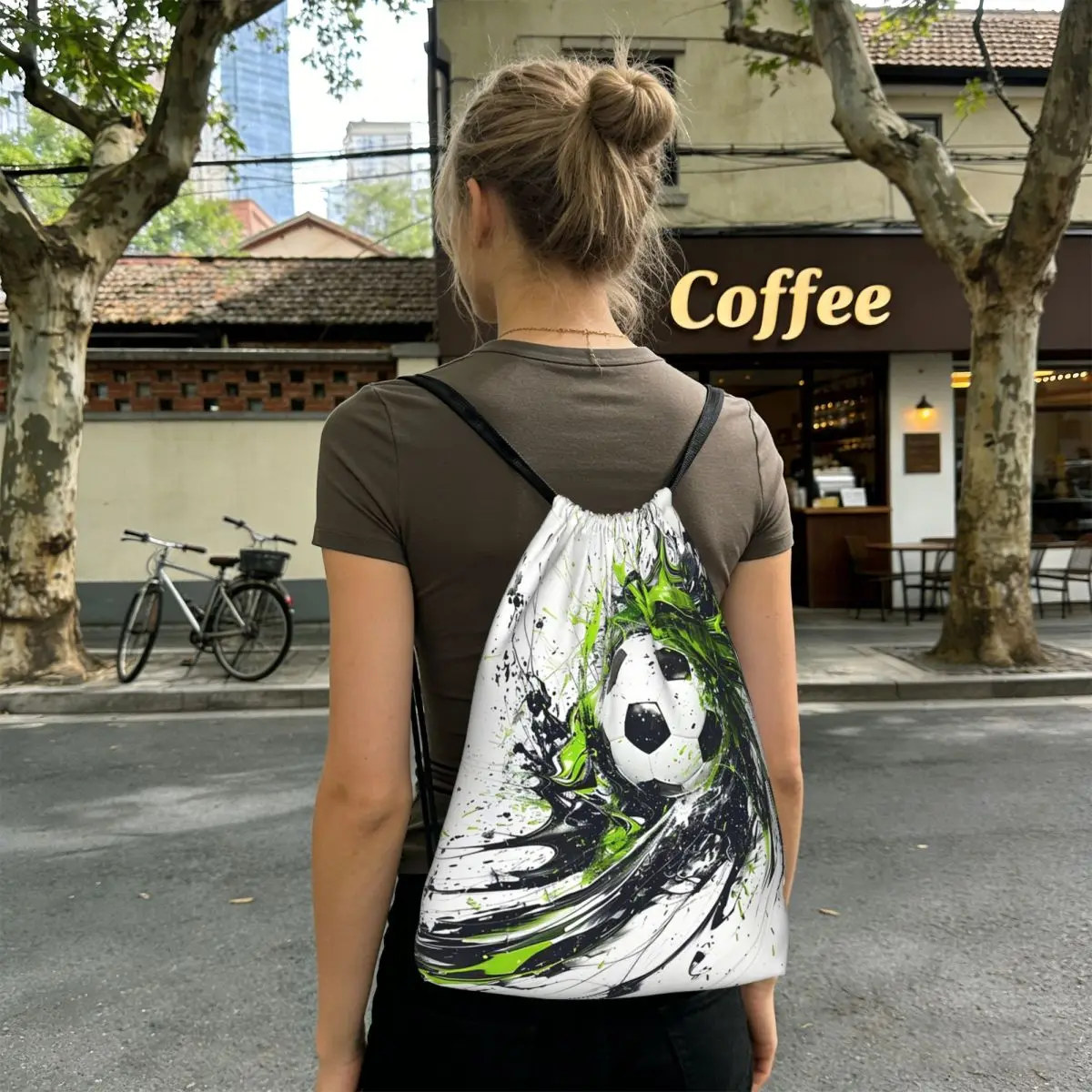 Abstract Colour Soccer Splash Ink Football Art Watercolor Backpacks Multi-function Drawstring Bags Sundries Bag Book Bags
