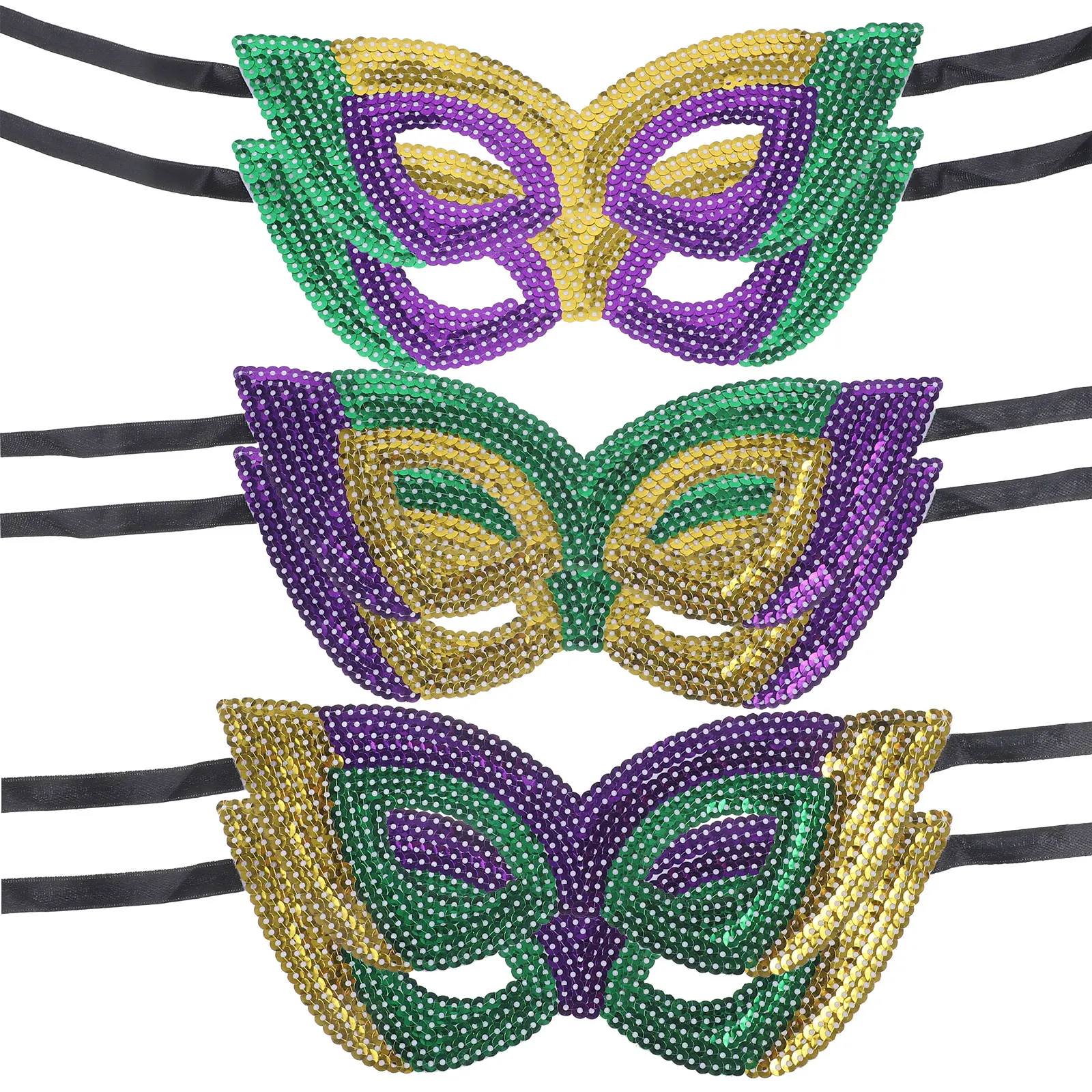 6 個スパンコールマスクカーニバル仮装装飾ボール衣装女性ハロウィン仮装小道具パーティーアクセサリー