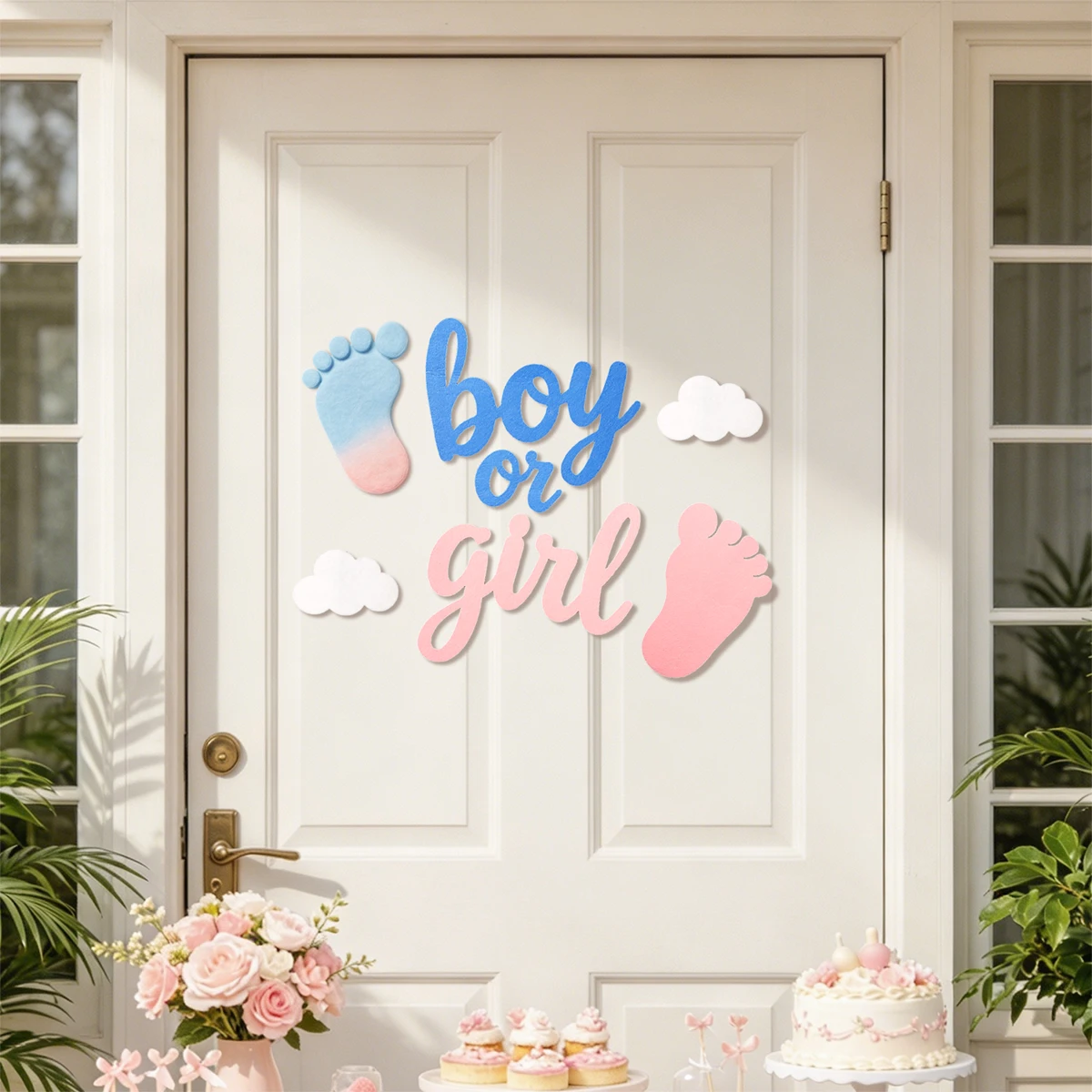 Mom-To-Be Celebration Party Backdrop and Door Decoration Set, Baby Gender Reveal Baby Shower Backdrop, Boy or Girl, Baby Shower