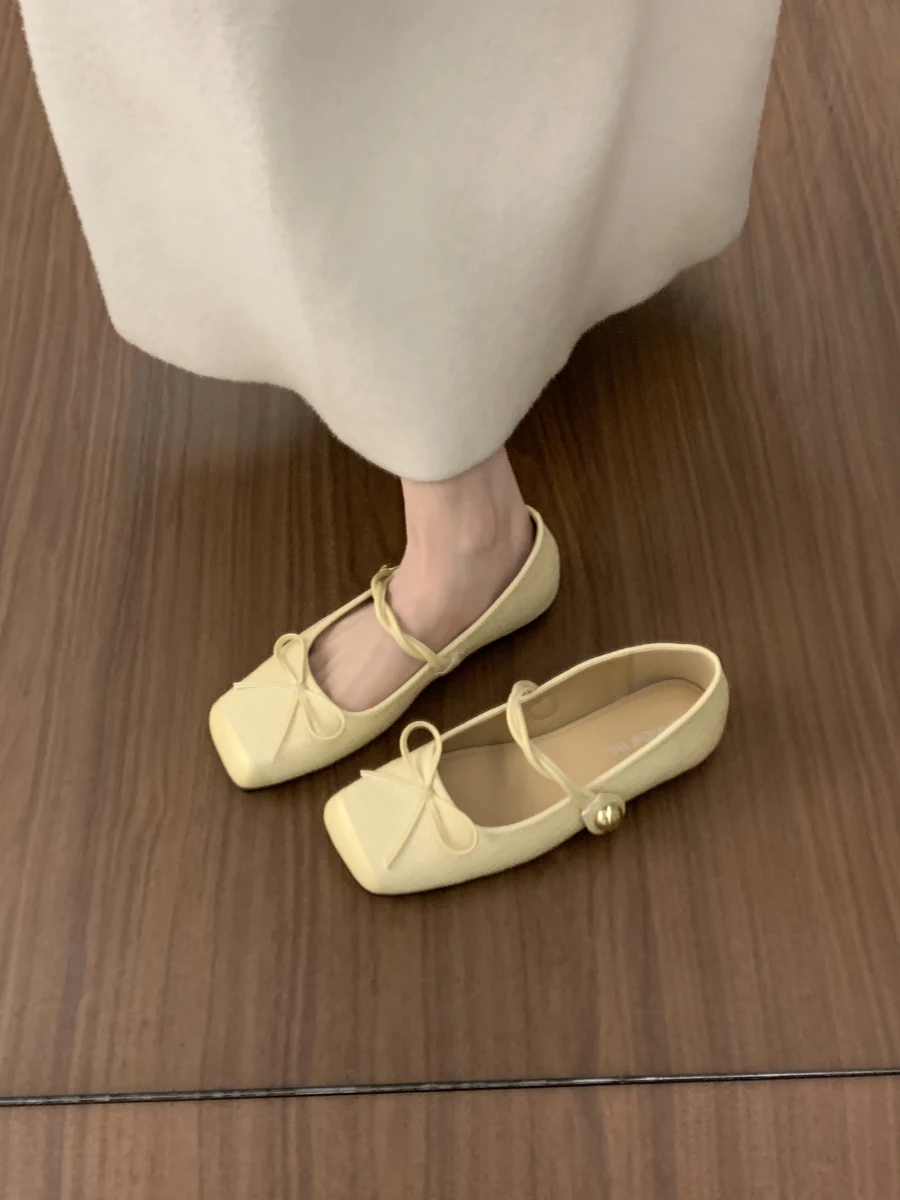 ソフトボトム快適バレエスタイルレディースシングルシューズイブニングウェアメリージェーンズ優しい蝶結び通勤フラットシューズ2026年春