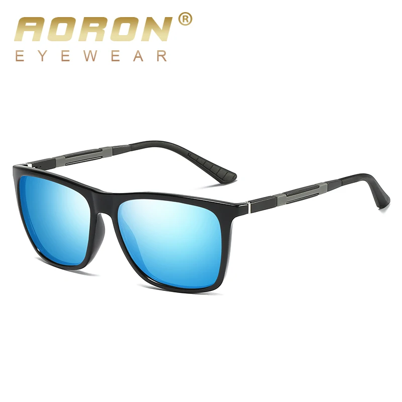 AORON Mens Polarized Sunglasses Classic Square Mirror Sun Glasses Aluminum Magnesium Leg UV400 Sunglasses Men