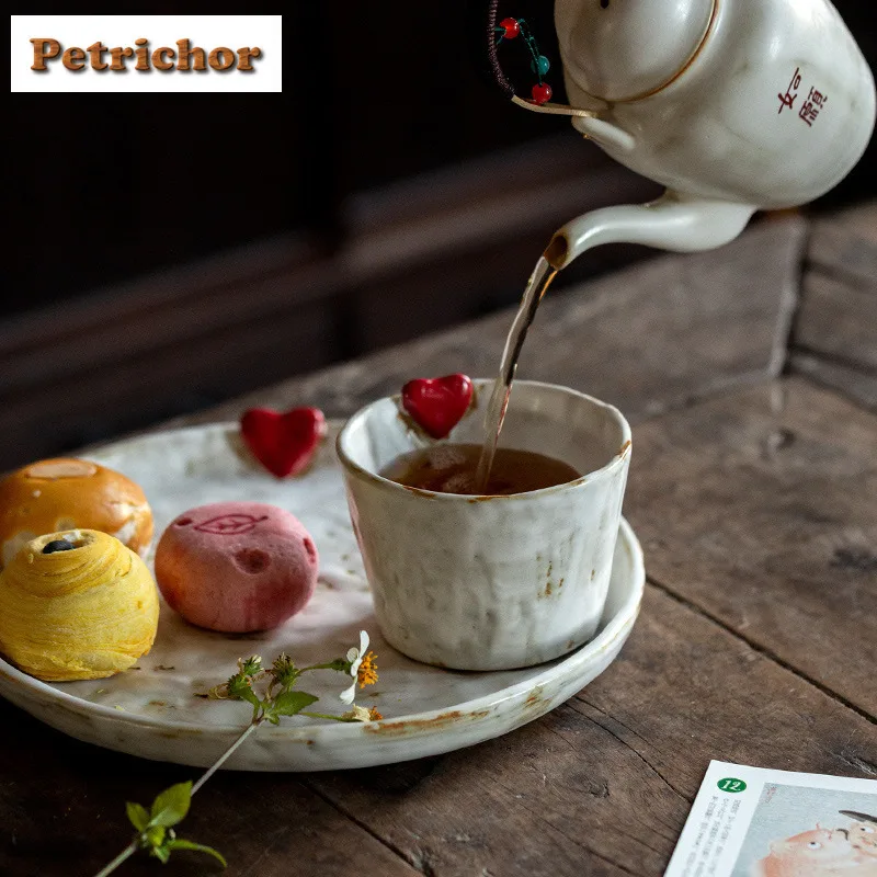 200ml Powder Yin Japanese Style Coarse Pottery Teacup Zen Tea Bowl Tea Cup Set Tea-tasting Personal Cup Chazhan Master Cups Gift