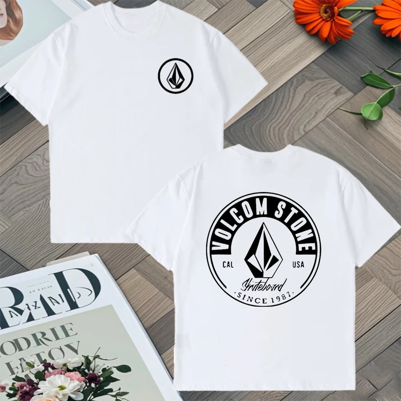 2025 New in Top Volcom Stone Double Sided Printed Oversized t-shirt Men Women 100% Cotton Crew Neck short sleeve Unisex t-shirts