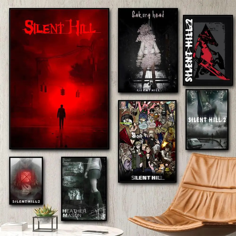 Image of Silent Hill Spiel Malerei Kalligraphie HD Leinwand Poster Wohnzimmer Schlafzimmer Bar ästhetische Dekoration