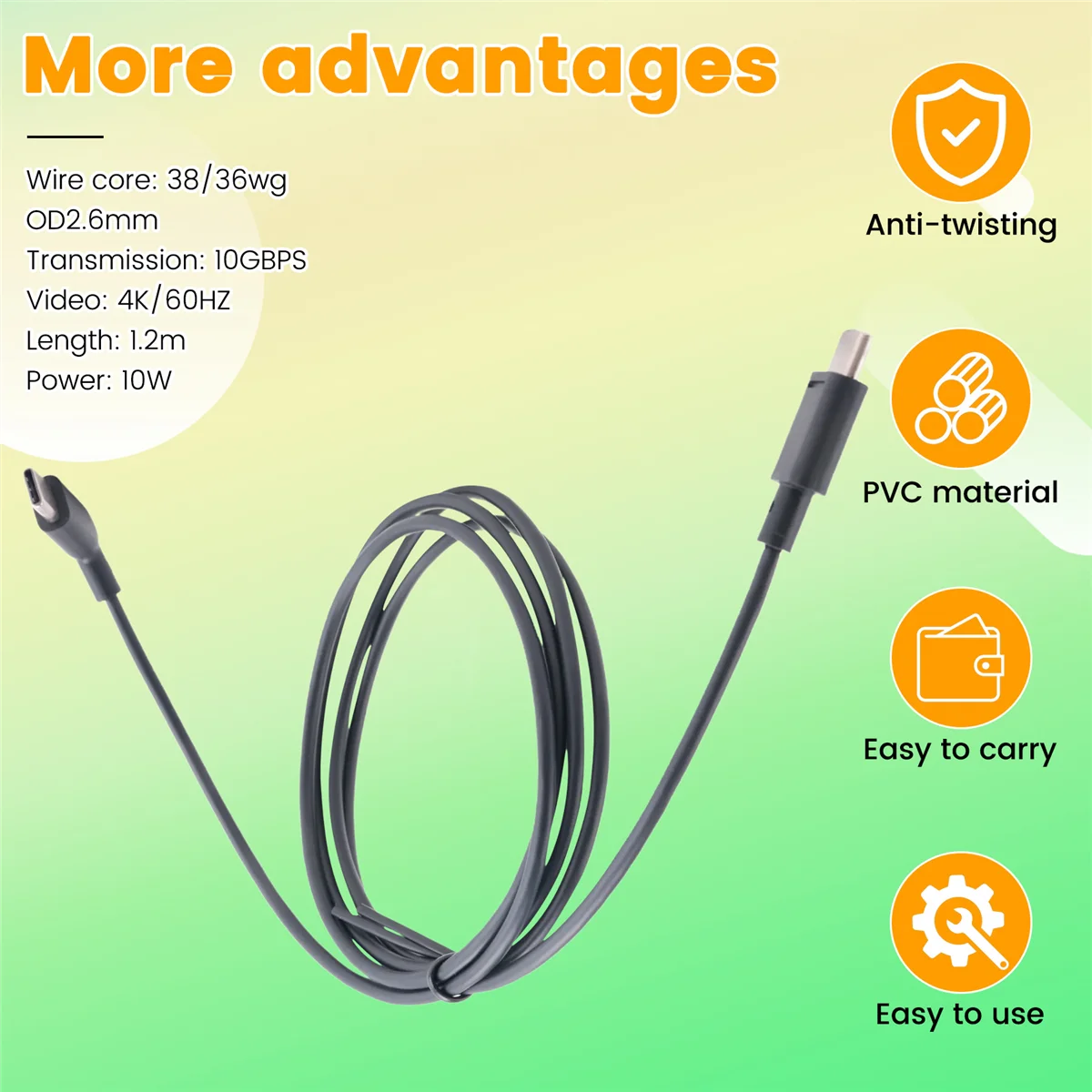 

A02R 120CM Data Cable Coaxial Cable Smart AR Glasses Accessories for Xreal Rokid Viture Rayneo Air AR Glasses Accessories