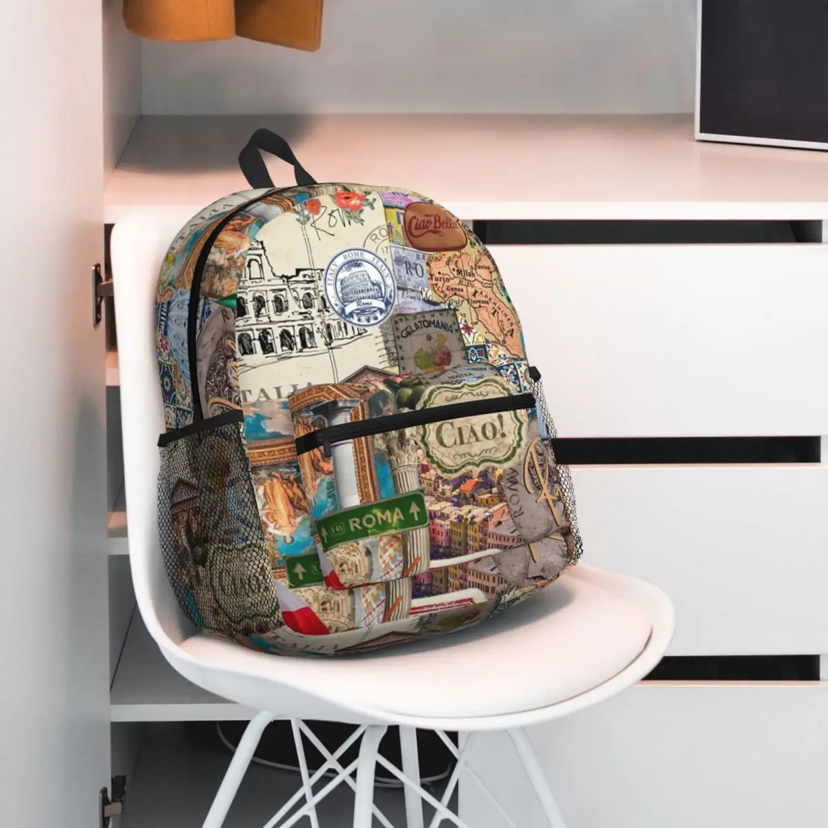 A Unisex Italian Themed Featuring Vibrant Italian Symbols Backpack Student BookBag Children School Bag Shoulder Bags for Unisex