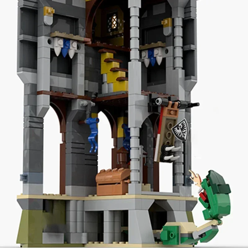 การวิเคราะห์ Moc อิฐปราสาทรุ่น Knight Commander's Tower Modular Building Blocks ของขวัญของเล่นเด็ก DIY ชุดประกอบ
