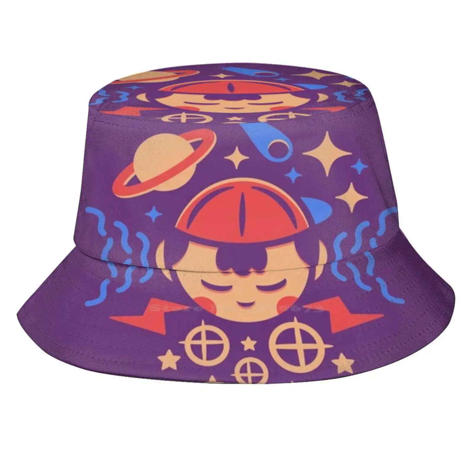 Psi Power Flat Top Breathable Bucket Hats Ness Psi Psychic Mother Earthbound Snes Mr Saturn Pk Fire