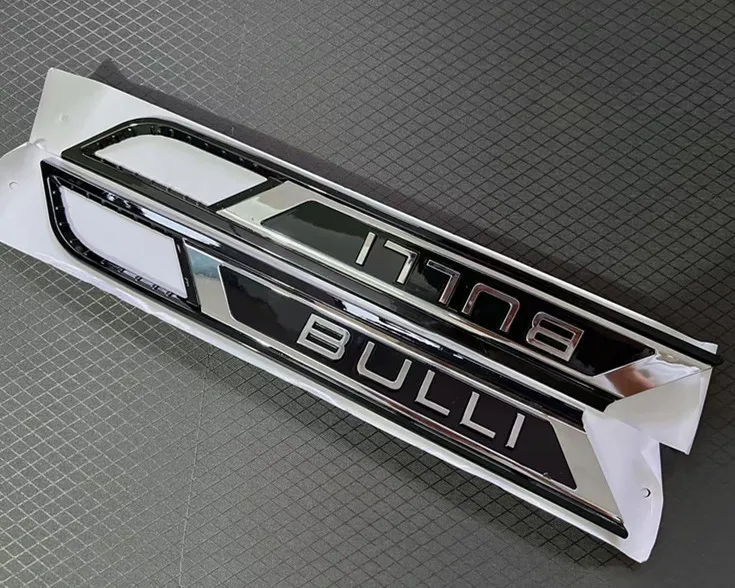 2 قطعة/زوج جديد ABS BULLI فضي لامع أسود الحاجز شعار الباب لملحقات تصفيف السيارة المتعددة #4