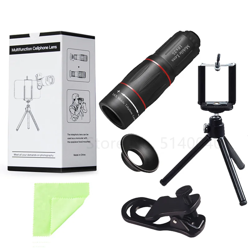 

Telescope Telephoto Lens 18X Zoom Lens with Tripod Monocular Mobile Phone Camera Lens for Smartphones Lente Para Celular