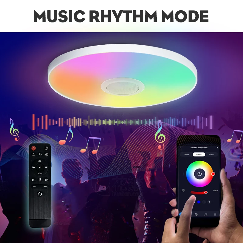 Imagem -05 - Tuya-luz de Teto Inteligente Tuya Alto-falante Rgb 36w Luz Led Escurecendo Wi-fi Bluetooth Controle Remoto Decoração do Quarto Tocar Música