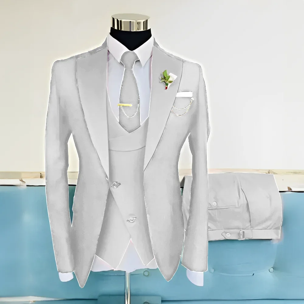 3-piece Royal Blue Suit for Mens Wedding Dress Groom Tuxedo Set Jacket Pants Vest Formal Elegant Men Customized Suit