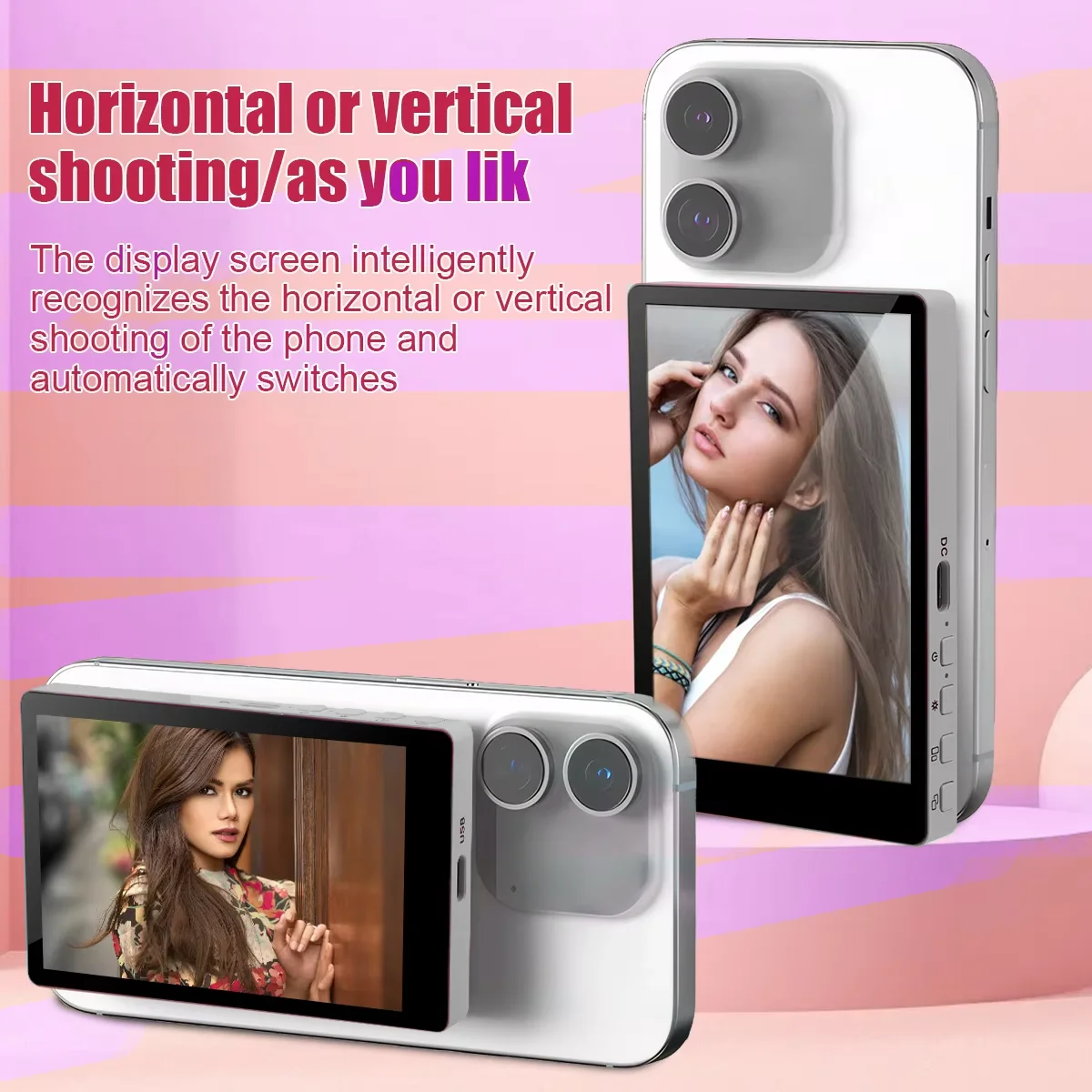 Écran de moniteur de Selfie magnétique sans fil pour téléphone portable, enregistrement vidéo en direct pour téléphone iPhone Android