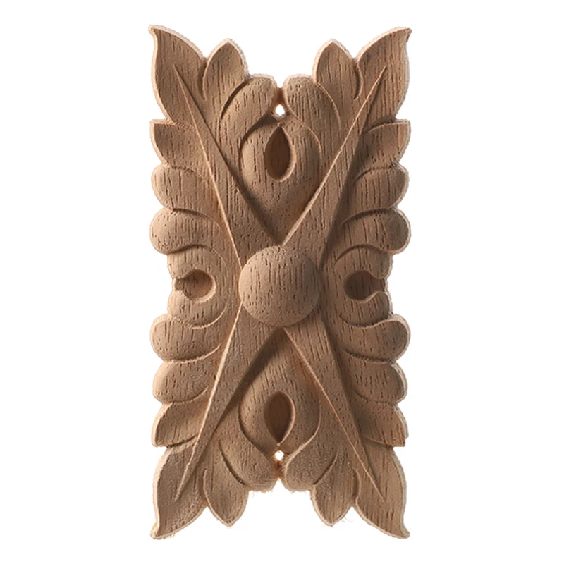 Wood Carved Decal Stripe Corner Appliques Long Hollow Flower Frame Furniture Decor Home Woodcarving Figurines Craft