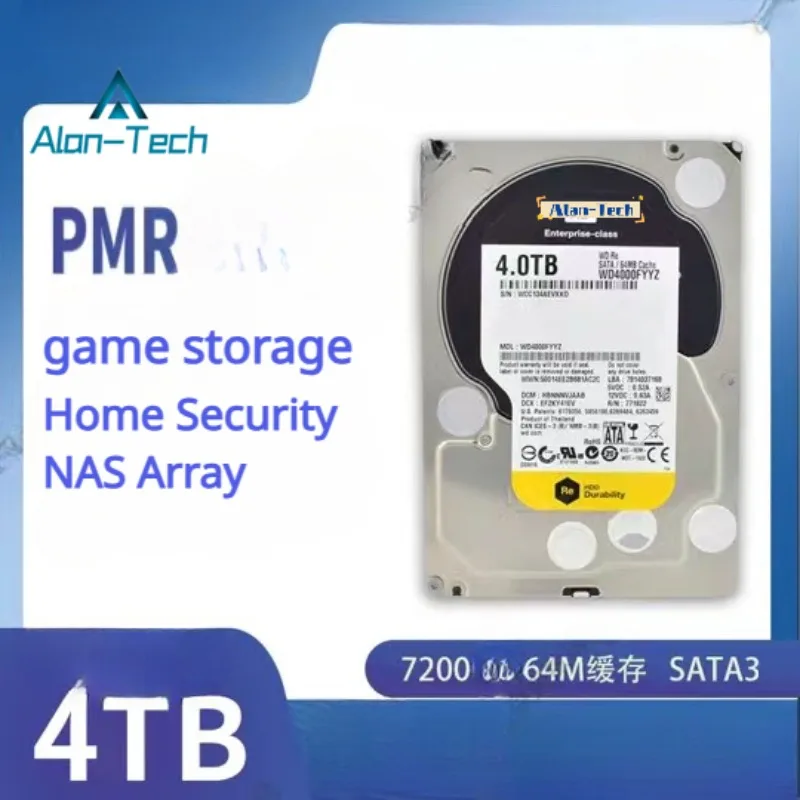 

New Original HDD for W-D/W-estern Digital WD4000FYYZ 4T Monitoring Desktop Hard Disk Enterprise Server 7200 RPM Black Disk