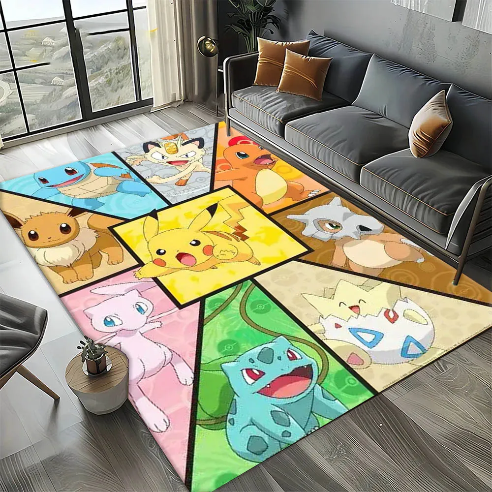 3D Game Japanese Kawaii Anime Carpet Rug Art for Room Decor Home Bedroom Sofa Gifts Game Area Rug Non-slip Floor Mat P-P-okemonS