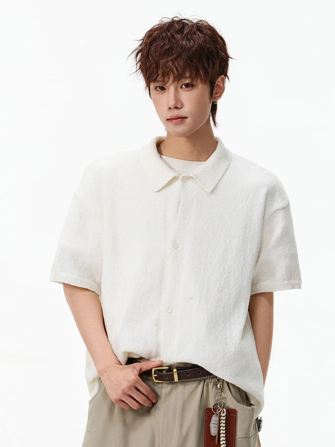 

Мужская летняя тонкая дышащая повседневная рубашка-куртка Cleanfit в корейском стиле, свободного кроя, с коротким рукавом, вязаная, в уличном стиле