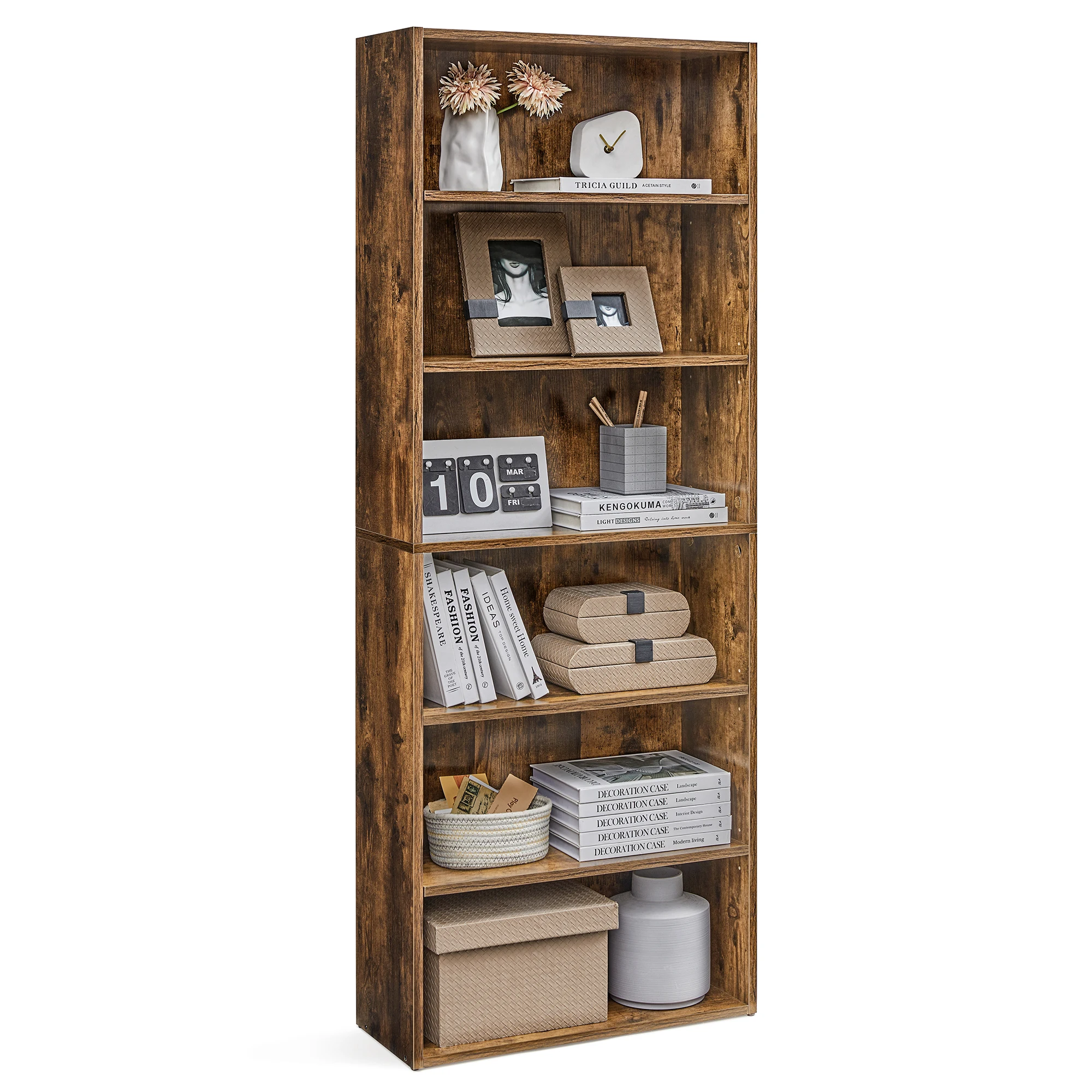 

VASAGLE Bookshelf, 23.6 Inches Wide, 6-Tier Open Bookcase with Adjustable Storage Shelves, Floor Standing Unit