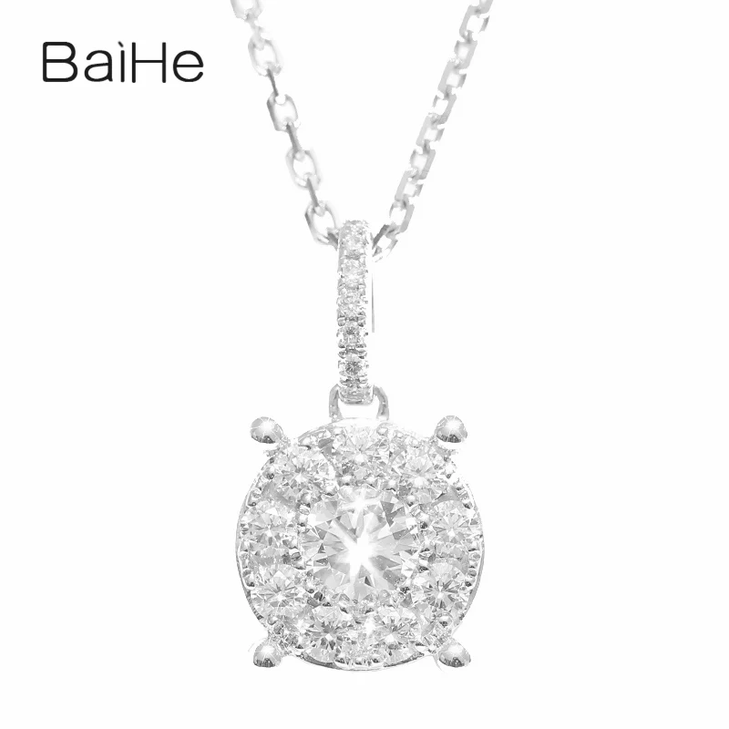 

BAIHE Solid 14K White Gold H/SI Natural Diamond Pendant Women Men Engagement Fine Jewelry Making Diamant-Anhänger قلادة الماس