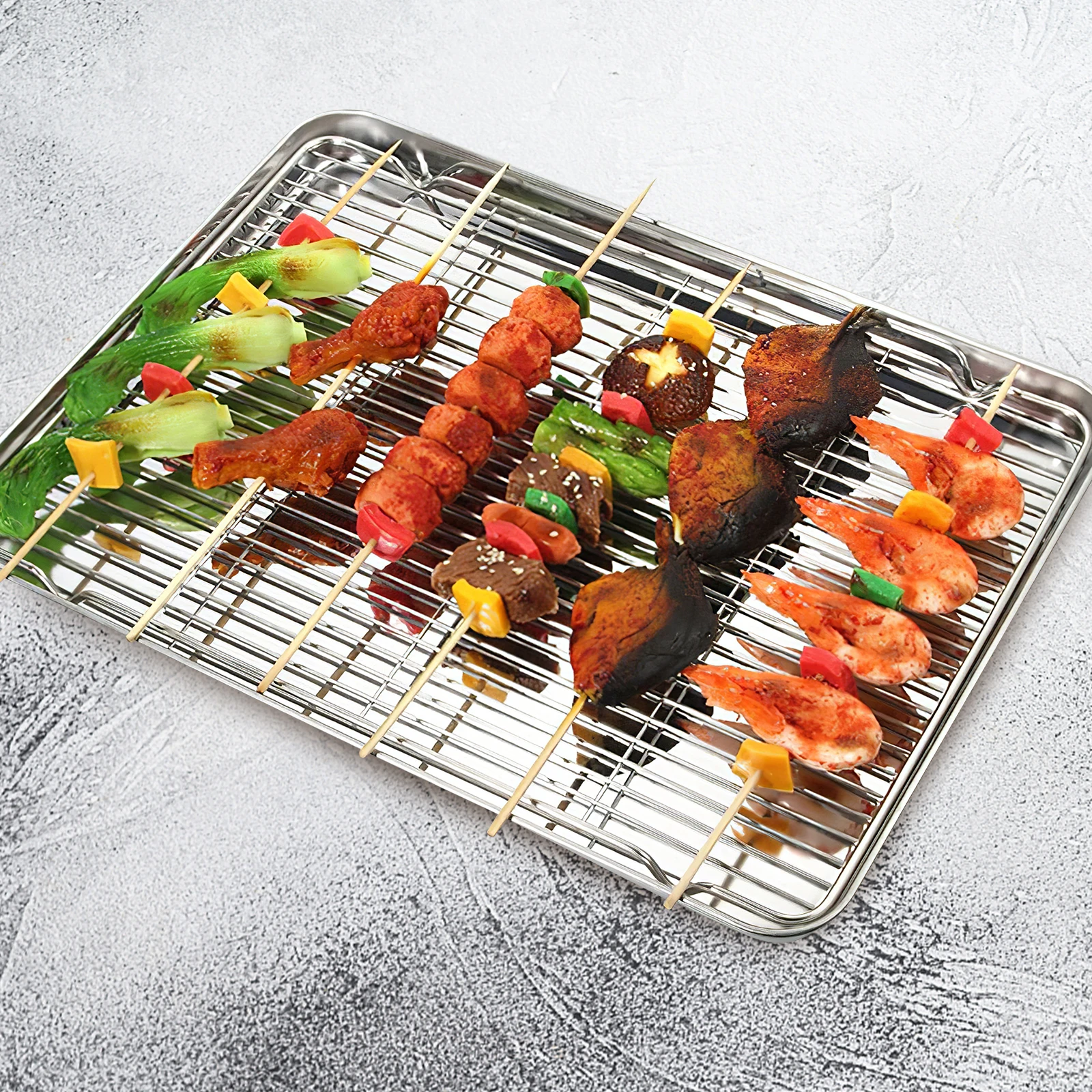 

2 Pcs Baking Rack Cooling Racks Thicken for Oven Cooking Stainless Steel Baker Pan Tray