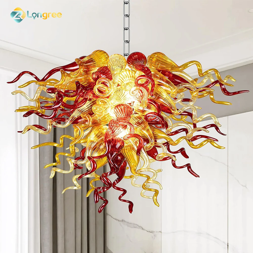 

Longree Glass Art Deco Chandelier Hand Blown DIY Hanging Pendant Light for Bedroom Dining Room Living Room Staircase Hotel