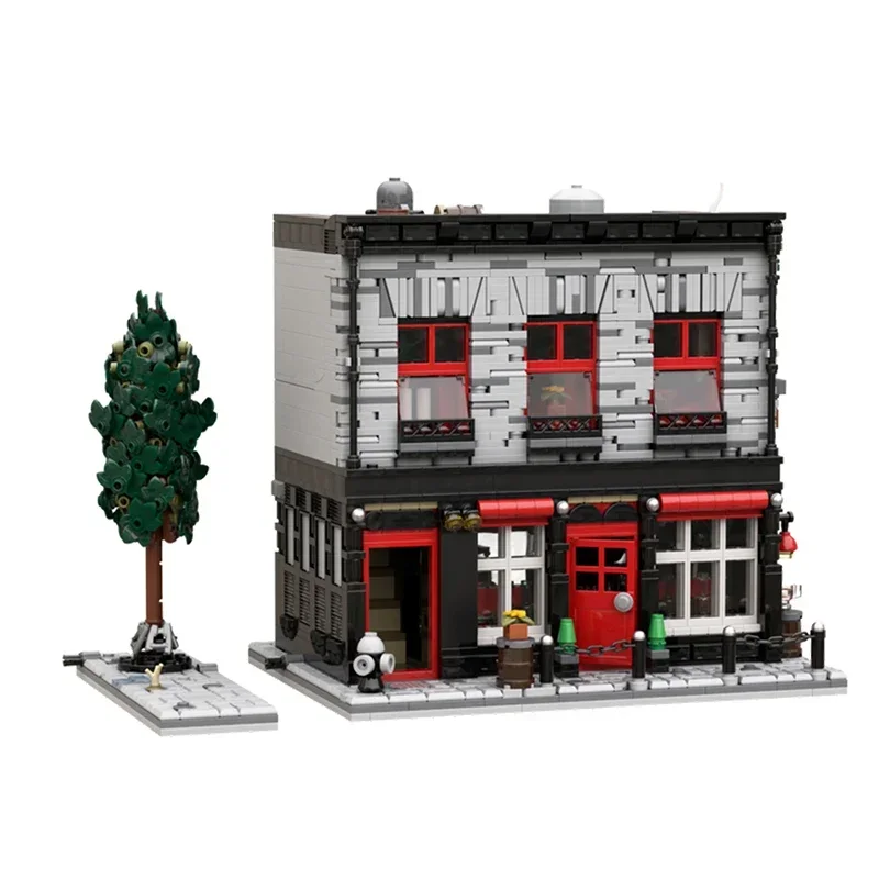 MOC- 192396   Film classico Architettura Street View Pub Modello Vampiri Casa da pub Set di blocchi di costruzione Fai da te Puzzle per bambini Giocattoli regalo