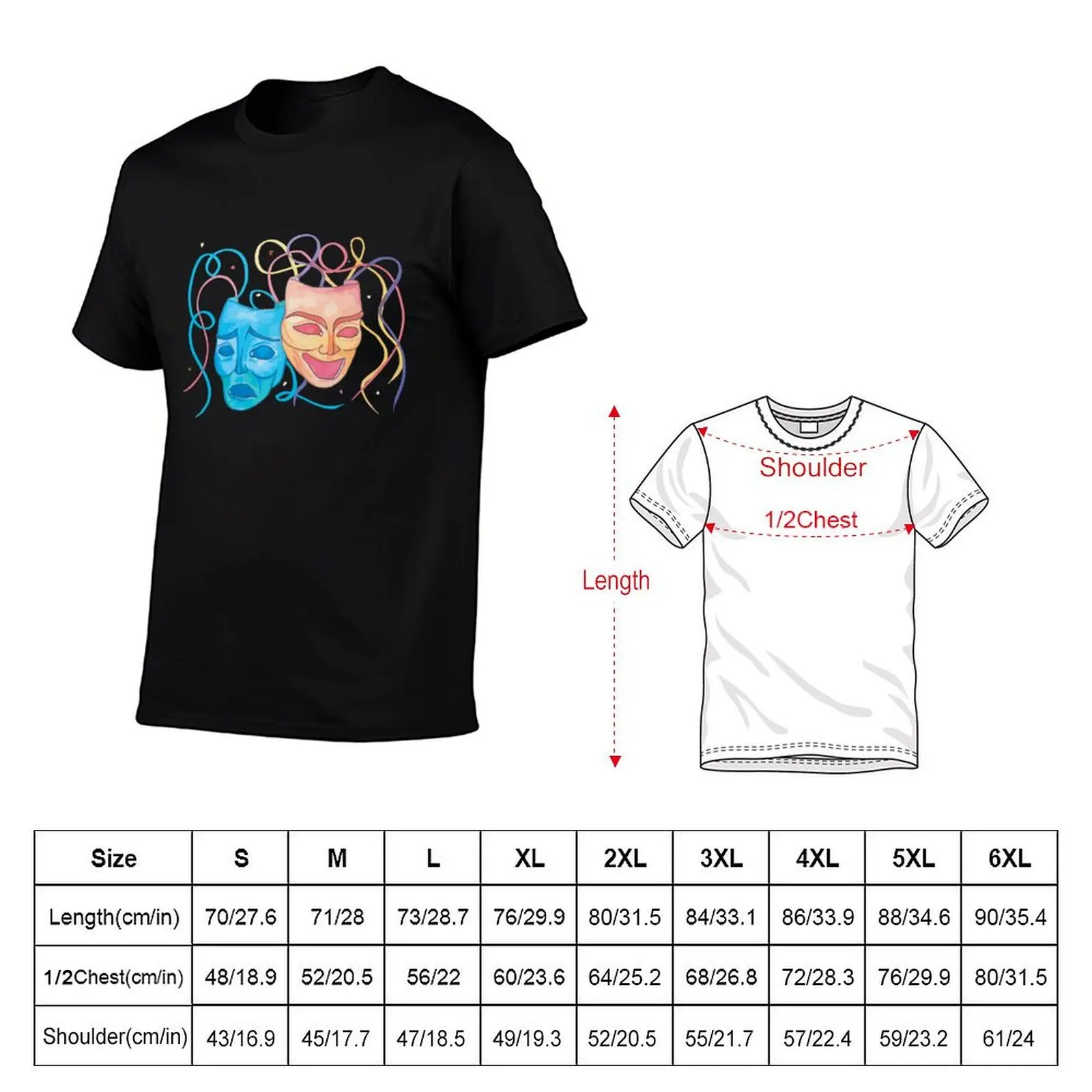 comedy tragedy masks T-Shirt Industrial Work Tee Shirt view 5