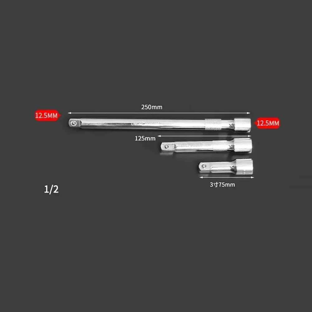 

Hand Extension Bar Ratchet Bearing Chrome Drive Extender Socket Steel Tool 1/2" 3/8" 1/4" 150mm 3PCS Accessory