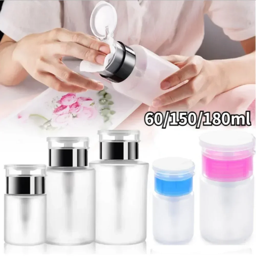 

60/150/180ml Nail Refillable Bottles Empty Press Pump Dispenser Nail Art Polish Remover Cleaner Makeup Bottle Manicure Tool