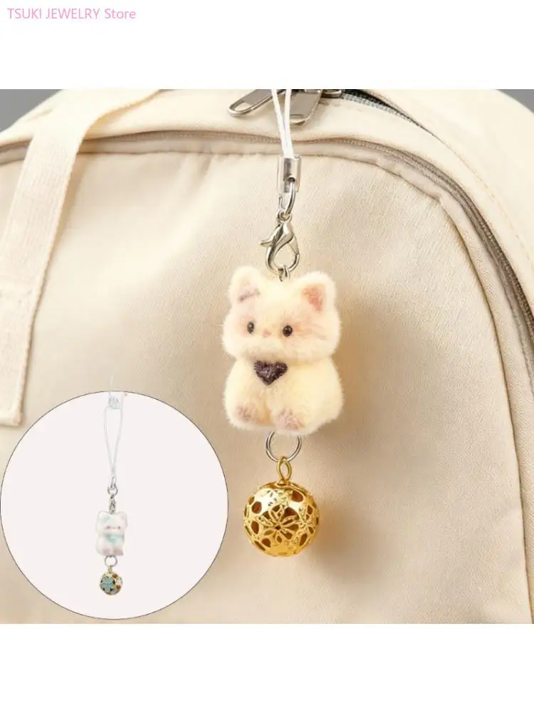 62KE Sturdy Flocking Animal Keyring Ergonomic Phone Charm for Fashion Lovers
